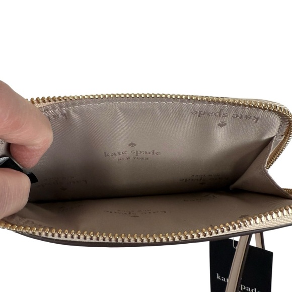 Kate Spade Lucy Small Zip Wristlet – Spade Flower Dark Beige KH614 - Picture 4 of 8
